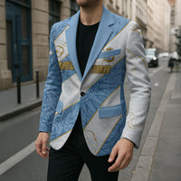Custom Argentina Football Blazer Sun Of May Baroque Filigree Gold Striped Patterns