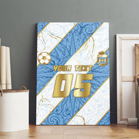 Custom Argentina Football Canvas Wall Art Sun Of May Baroque Filigree Gold Striped Patterns