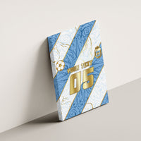 Custom Argentina Football Canvas Wall Art Sun Of May Baroque Filigree Gold Striped Patterns