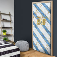Custom Argentina Football Door Cover Sun Of May Baroque Filigree Gold Striped Patterns