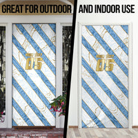 Custom Argentina Football Door Cover Sun Of May Baroque Filigree Gold Striped Patterns