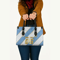 Custom Argentina Football Leather Bag Sun Of May Baroque Filigree Gold Striped Patterns