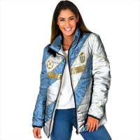 Custom Argentina Football Padded Jacket Sun Of May Baroque Filigree Gold Striped Patterns