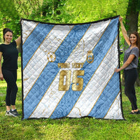 Custom Argentina Football Quilt Sun Of May Baroque Filigree Gold Striped Patterns