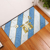 Custom Argentina Football Rubber Doormat Sun Of May Baroque Filigree Gold Striped Patterns