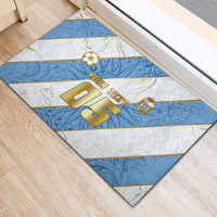 Custom Argentina Football Rubber Doormat Sun Of May Baroque Filigree Gold Striped Patterns