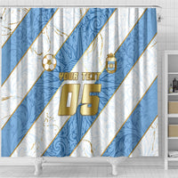 Custom Argentina Football Shower Curtain Sun Of May Baroque Filigree Gold Striped Patterns
