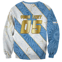 Custom Argentina Football Sweatshirt Sun Of May Baroque Filigree Gold Striped Patterns