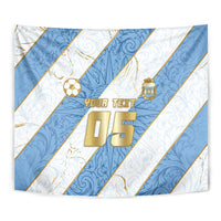 Custom Argentina Football Tapestry Sun Of May Baroque Filigree Gold Striped Patterns