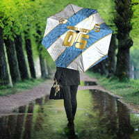 Custom Argentina Football Umbrella Sun Of May Baroque Filigree Gold Striped Patterns