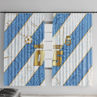 Custom Argentina Football Window Curtain Sun Of May Baroque Filigree Gold Striped Patterns