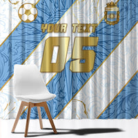 Custom Argentina Football Window Curtain Sun Of May Baroque Filigree Gold Striped Patterns