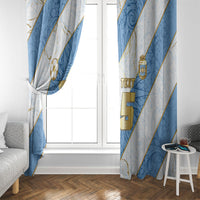 Custom Argentina Football Window Curtain Sun Of May Baroque Filigree Gold Striped Patterns