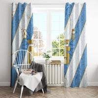 Custom Argentina Football Window Curtain Sun Of May Baroque Filigree Gold Striped Patterns