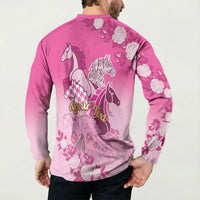 Personalized Kentucky Horse Button Sweatshirt Roses Equestrian Pattern Houndstooth Floral