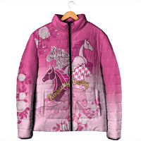 Personalized Kentucky Horse Padded Jacket Roses Equestrian Pattern Houndstooth Floral