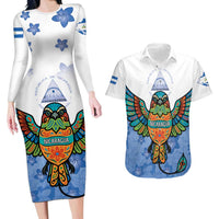 Nicaragua Couples Matching Long Sleeve Bodycon Dress and Hawaiian Shirt Guardabarranco Bird With Sacuanjoche