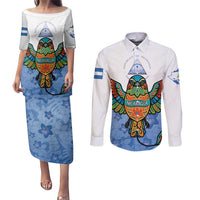 Nicaragua Couples Matching Puletasi and Long Sleeve Button Shirt Guardabarranco Bird With Sacuanjoche