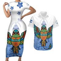 Nicaragua Couples Matching Short Sleeve Bodycon Dress and Hawaiian Shirt Guardabarranco Bird With Sacuanjoche