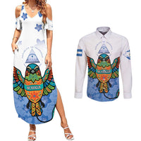Nicaragua Couples Matching Summer Maxi Dress and Long Sleeve Button Shirt Guardabarranco Bird With Sacuanjoche