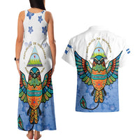 Nicaragua Couples Matching Tank Maxi Dress and Hawaiian Shirt Guardabarranco Bird With Sacuanjoche