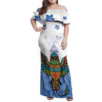 Nicaragua Family Matching Off Shoulder Maxi Dress and Hawaiian Shirt Guardabarranco Bird With Sacuanjoche