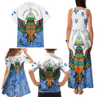 Nicaragua Family Matching Tank Maxi Dress and Hawaiian Shirt Guardabarranco Bird With Sacuanjoche