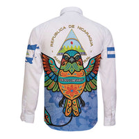 Nicaragua Long Sleeve Button Shirt Guardabarranco Bird With Sacuanjoche