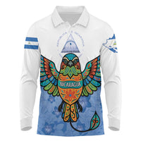 Nicaragua Long Sleeve Polo Shirt Guardabarranco Bird With Sacuanjoche