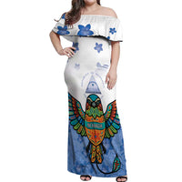 Nicaragua Off Shoulder Maxi Dress Guardabarranco Bird With Sacuanjoche