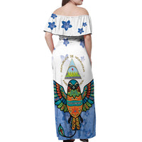 Nicaragua Off Shoulder Maxi Dress Guardabarranco Bird With Sacuanjoche