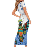 Nicaragua Short Sleeve Bodycon Dress Guardabarranco Bird With Sacuanjoche