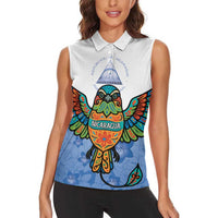 Nicaragua Women Sleeveless Polo Shirt Guardabarranco Bird With Sacuanjoche