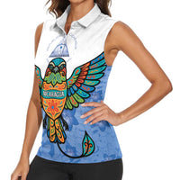 Nicaragua Women Sleeveless Polo Shirt Guardabarranco Bird With Sacuanjoche