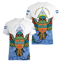Nicaragua Women V-Neck T-Shirt Guardabarranco Bird With Sacuanjoche