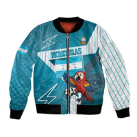 Personalized Honduras Football Bomber Jacket Scarlet Macaw Mascot