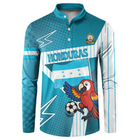 Personalized Honduras Football Button Sweatshirt Scarlet Macaw Mascot
