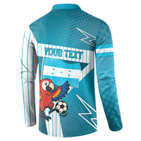 Personalized Honduras Football Button Sweatshirt Scarlet Macaw Mascot