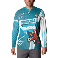 Personalized Honduras Football Button Sweatshirt Scarlet Macaw Mascot