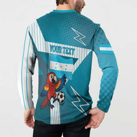 Personalized Honduras Football Button Sweatshirt Scarlet Macaw Mascot