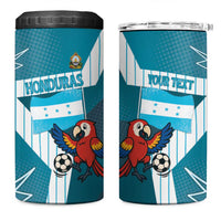 Personalized Honduras Football 4 in 1 Can Cooler Tumbler Scarlet Macaw Mascot