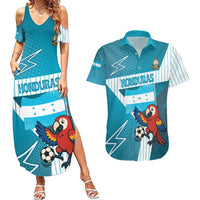 Personalized Honduras Football Couples Matching Summer Maxi Dress and Hawaiian Shirt Scarlet Macaw Mascot