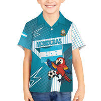 Personalized Honduras Football Family Matching Long Sleeve Bodycon Dress and Hawaiian Shirt Scarlet Macaw Mascot