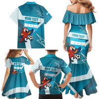 Personalized Honduras Football Family Matching Mermaid Dress and Hawaiian Shirt Scarlet Macaw Mascot