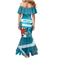 Personalized Honduras Football Family Matching Mermaid Dress and Hawaiian Shirt Scarlet Macaw Mascot