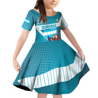 Personalized Honduras Football Family Matching Off Shoulder Short Dress and Hawaiian Shirt Scarlet Macaw Mascot