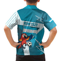 Personalized Honduras Football Family Matching Short Sleeve Bodycon Dress and Hawaiian Shirt Scarlet Macaw Mascot