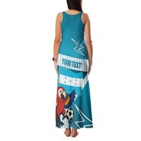 Personalized Honduras Football Family Matching Tank Maxi Dress and Hawaiian Shirt Scarlet Macaw Mascot