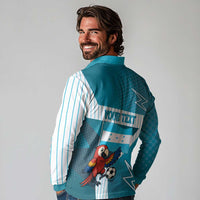 Personalized Honduras Football Long Sleeve Polo Shirt Scarlet Macaw Mascot