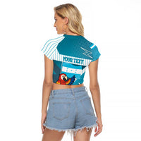 Personalized Honduras Football Raglan Cropped T Shirt Scarlet Macaw Mascot